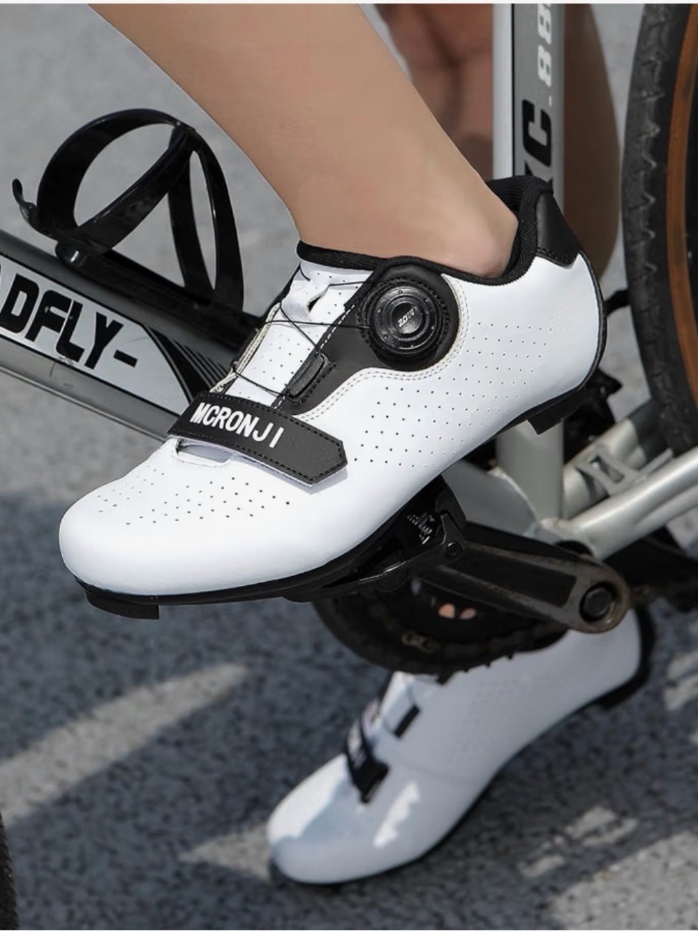 Women’s White & Black Cycling Shoes with Dial Closure